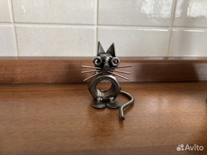 Фигурки котов металл (пара на чашку и технокот)