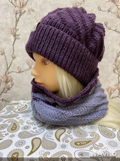 Комплект шапка и снуд женский
