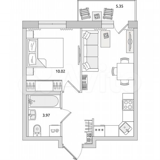 1-к. квартира, 38,9 м², 16/21 эт.