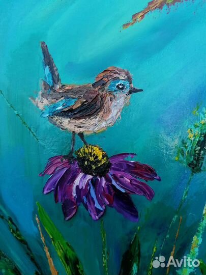 Картина маслом птички