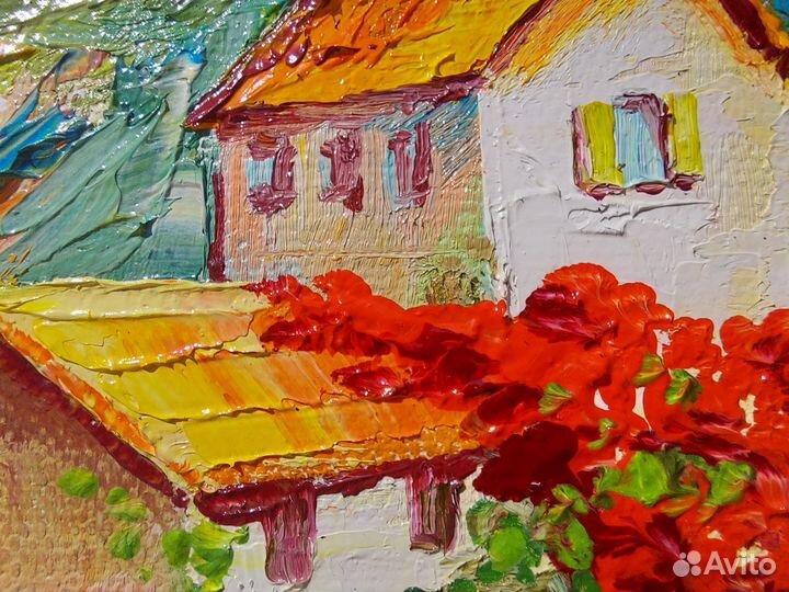 Картина Прованс Морской пейзаж Цветы маслом 24х30