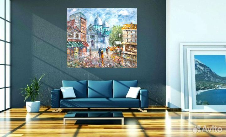 Картина» Париж после дождя « масло холст 50х70