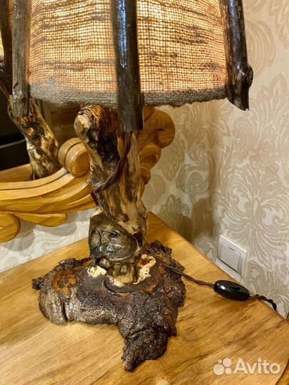 Светильник из дерева и коряг;высота 50см