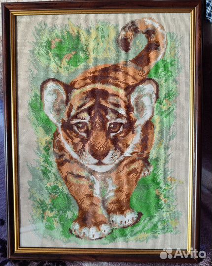 Тигренок вышивка крестом. Подарок другу