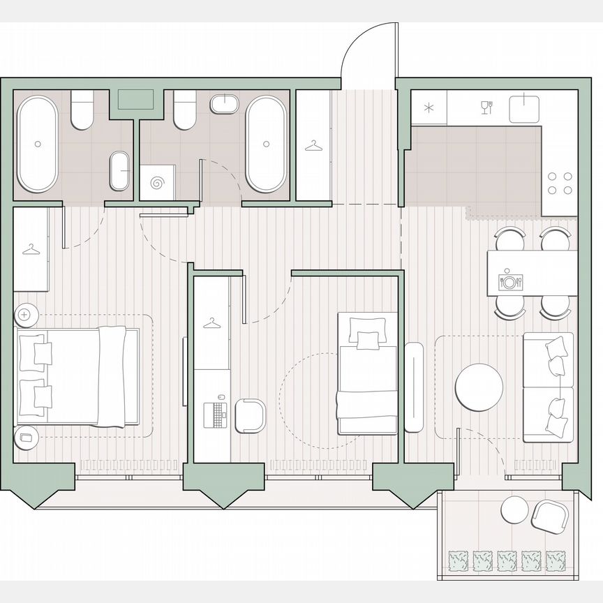 2-к. квартира, 56,5 м², 5/13 эт.