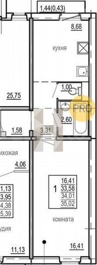 1-к. квартира, 33,6 м², 5/10 эт.