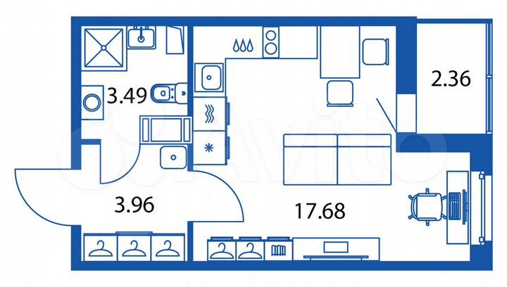Квартира-студия, 26,3 м², 9/12 эт.