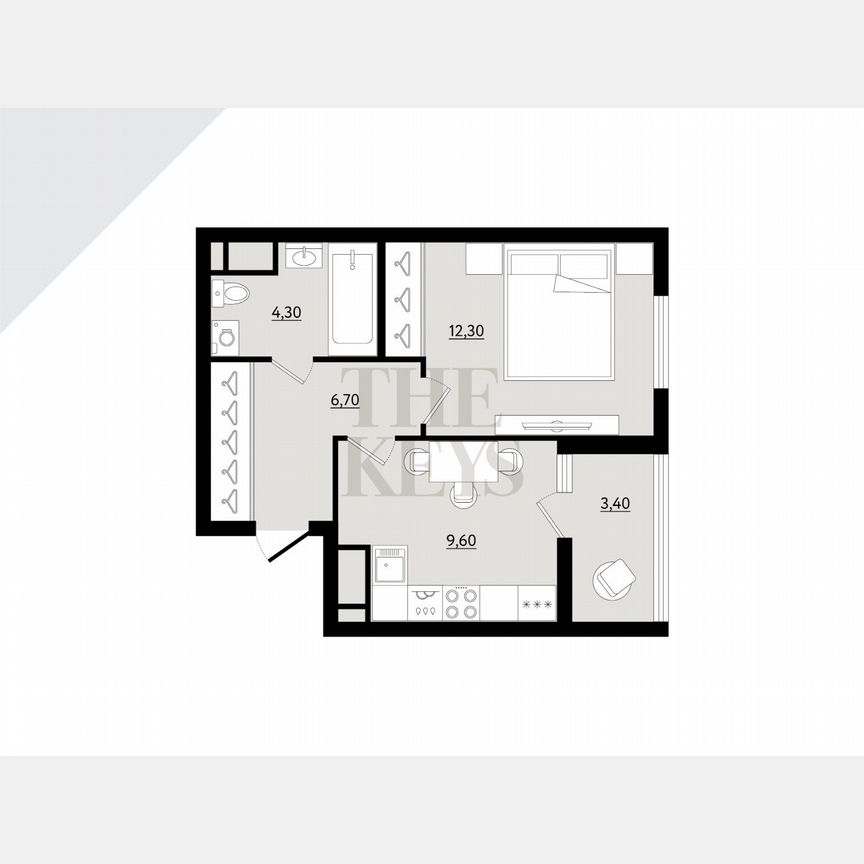 1-к. квартира, 34,6 м², 4/9 эт.