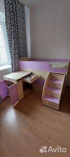 Кровать-чердак малыш дуб ирис