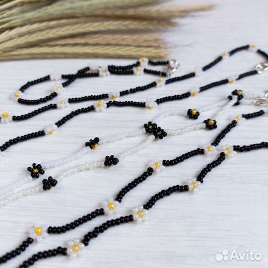 Ромашки. Чокер/колье из бисера