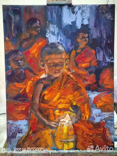 Картина маслом на холсте,Медитация