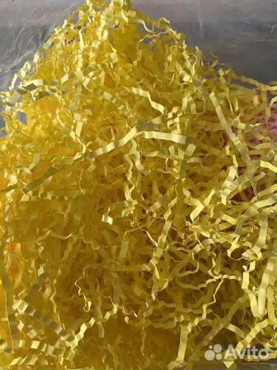 Бумажный наполнитель для подарков цвет желтый