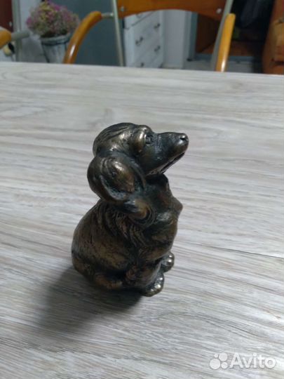 Бронзовая статуэтка собачка антиквариат