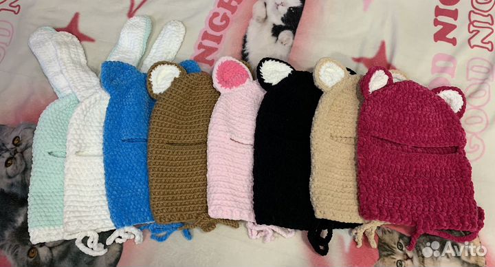 Балаклава с ушками вязаная женская