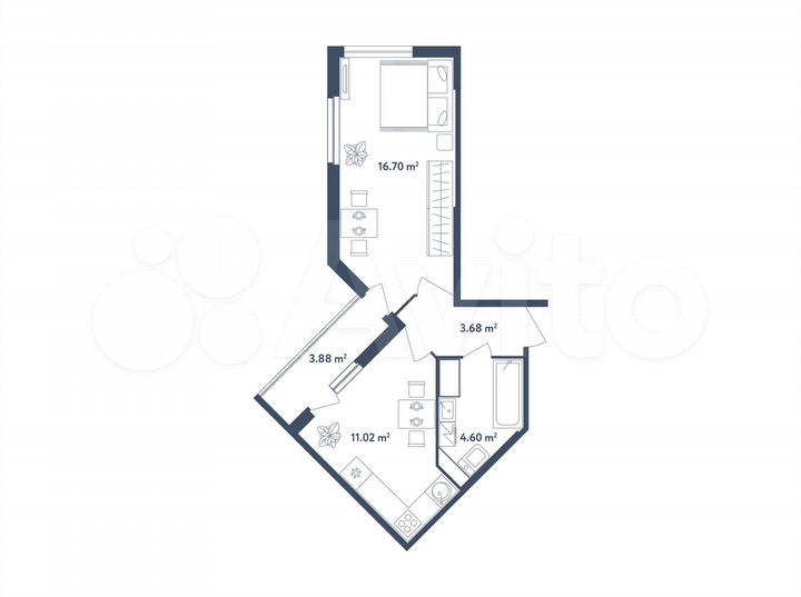 1-к. квартира, 37,9 м², 2/4 эт.