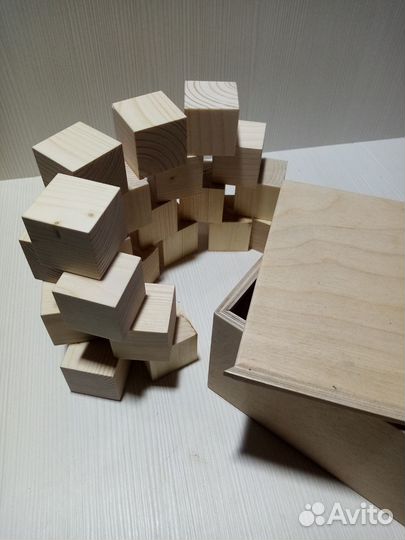 Набор деревянных кубиков 24 шт. в боксе