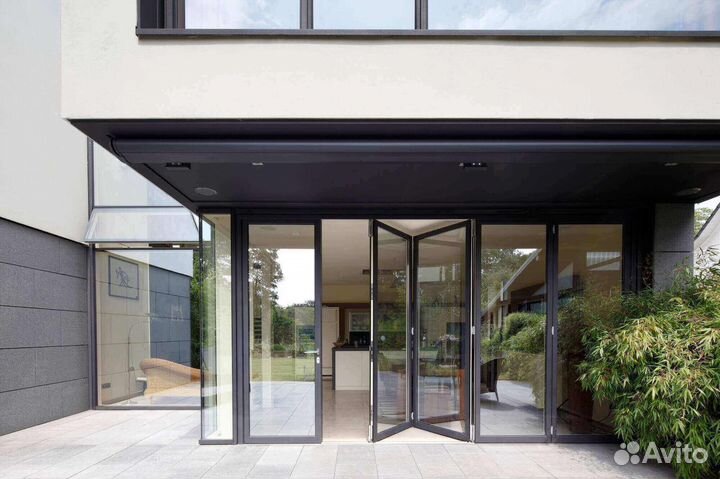 Раздвижное безрамное остекление гармошка