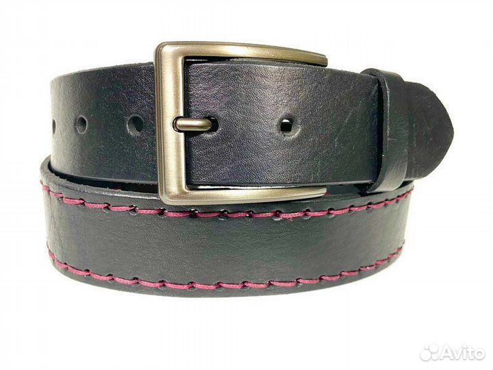 Ремень кожаный “Bear” 2234 с прошивкой нитками