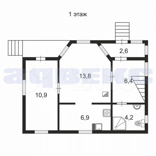Дом 95 м² на участке 9 сот.