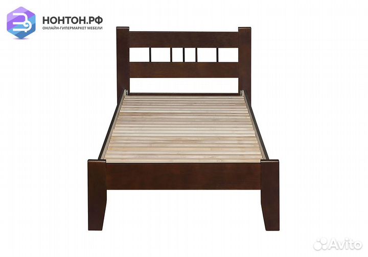 Кровать Массив-2Н с маленькой спинкой орех