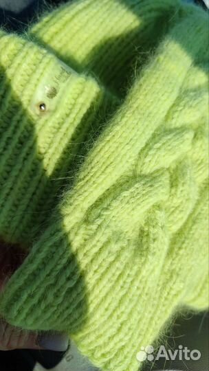 Комплект шапка такори и варежки из пуха норки