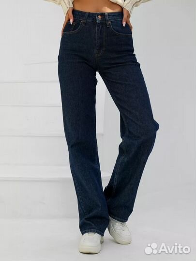 Джинсы с высокой посадкой прямые 48