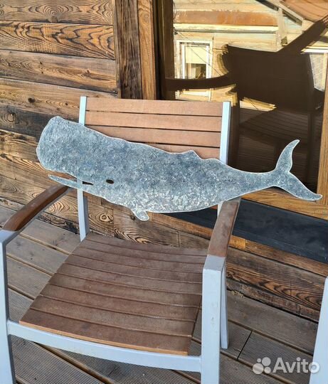 Пано на стену большой деревянный кит. Лофт. Сканди