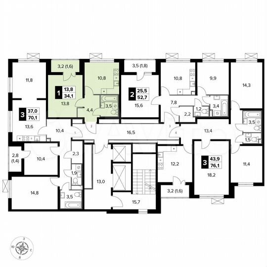 1-к. квартира, 34,1 м², 15/22 эт.