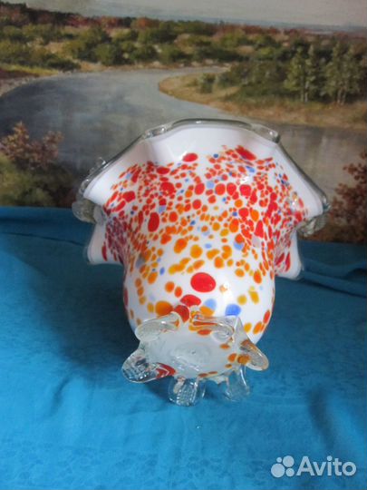 Конфетница СССР цветное стекло