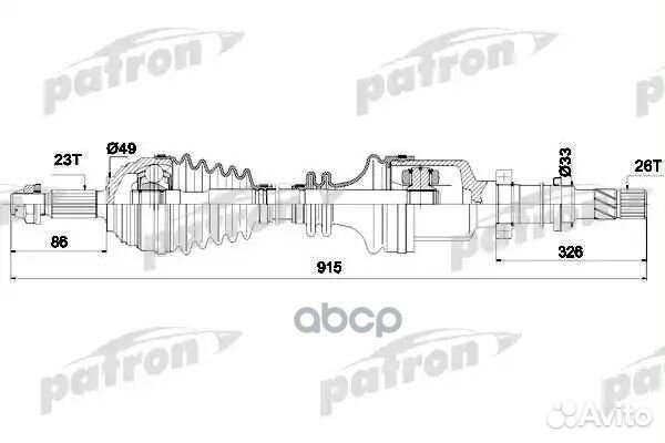 Полуось передняя правая 23x915x49x26 renault: M