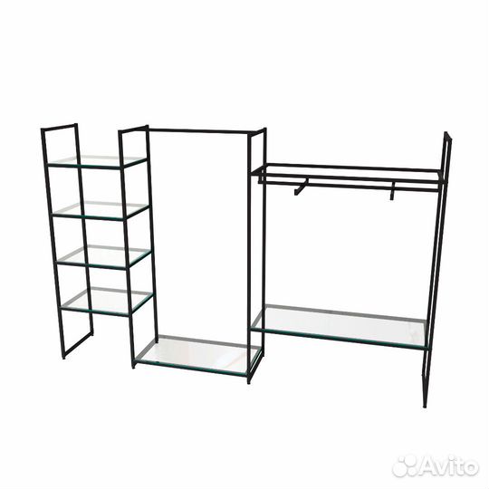 Стеллаж для одежды кс-1708 со стеклом в стиле Loft