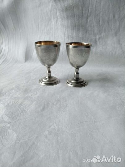 Рюмочки мельхиоровые, позолоченные, винтаж