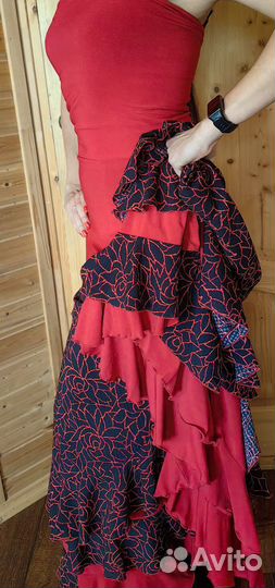 Юбка с высоким поясом платье фламенко
