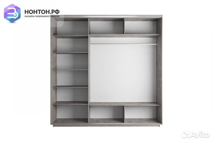 Шкаф-купе 3-х дверный Нонтон фото №1020 / бетон