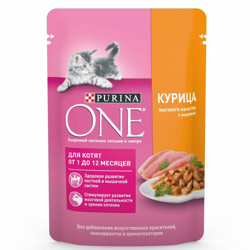 Purina One влажный корм для котят всех пород, кури