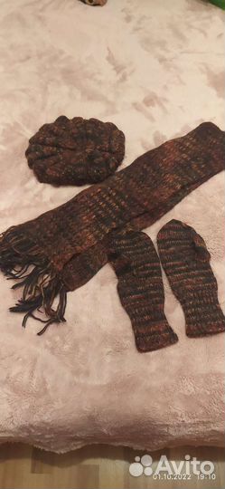 Шапка- Берет, шарф, варежки женские