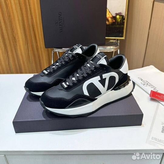 Кроссовки мужские Valentino кожаные чёрные