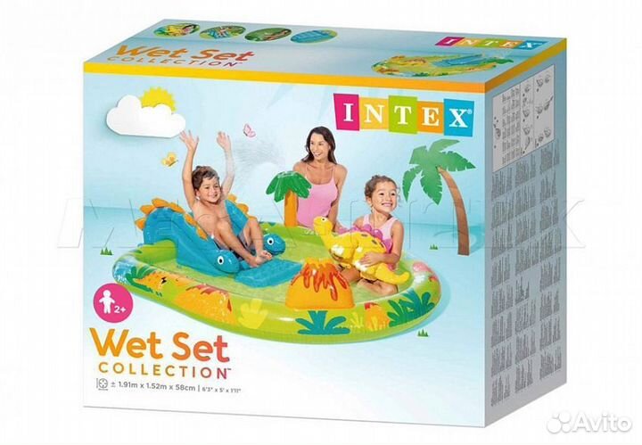 Надувной детский бассейн с горкой и фонтаном