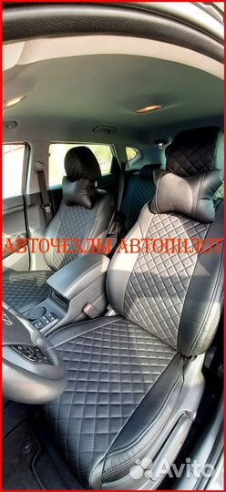 Чехлы Автопилот Chery Tiggo из экокожи чёрные Ромб