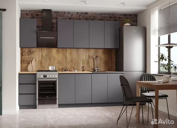 Кухня прямая 200 см Мори Графит