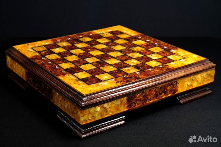Янтарные шахматы «Адмирал» тёмные 10035