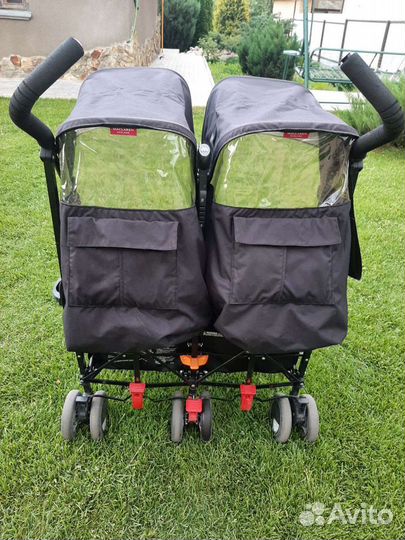 Прогулочная коляска для двойни трость