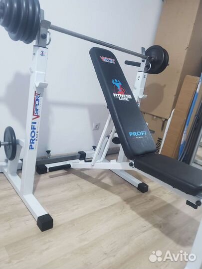 Скамья для жима со стойками и штангой