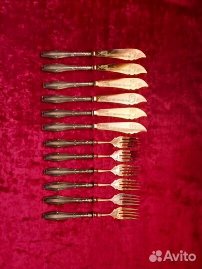 Столовый набор ножи вилки серебро 800'