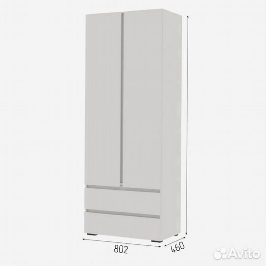 Шкаф белый с ящиками 2-х створчатый Хелен шк 01