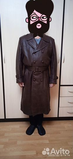 Кожаный плащ мужской трофейный