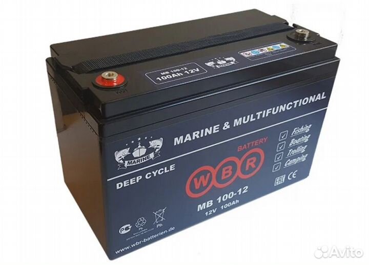 Аккумулятор лодочный WBR Marine MB 100-12 AGM