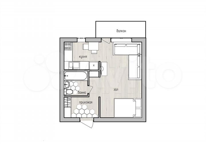Квартира-студия, 35 м², 2/5 эт.