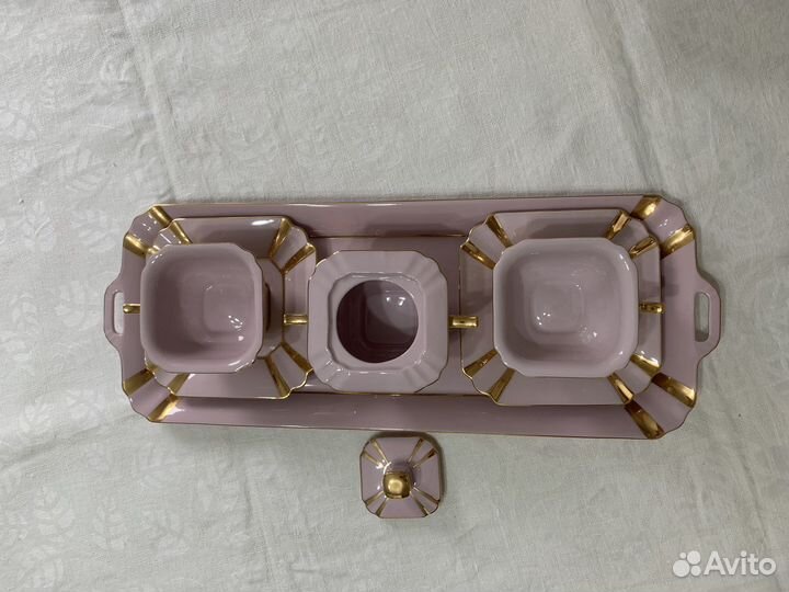 Кофейный сервиз thun розовый фарфор винтаж