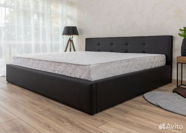 Кровать 200х200 с подъемным механизмом Роза черная